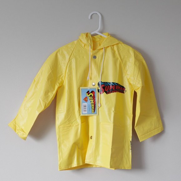 1993 Deadstock Vintage Superman The Man of Steel Kids Hooded Raincoat Jacket - Picture 2 of 10